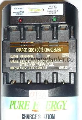 PURE ENERGY CS4 CHARGING STATION USED 3.5VDC 1.5A ALKALINE CLASS - Click Image to Close